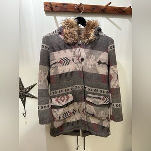 BB Dakota Aztec Faux Fur Coat